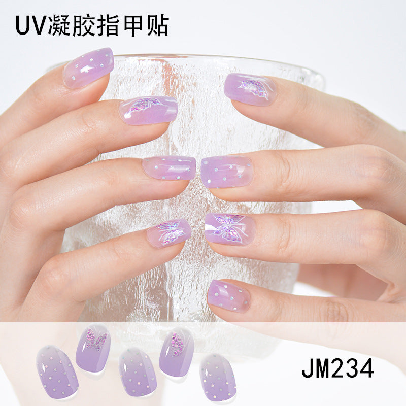 Semi-Cured UV Gel Nail Stickers with Various Designs