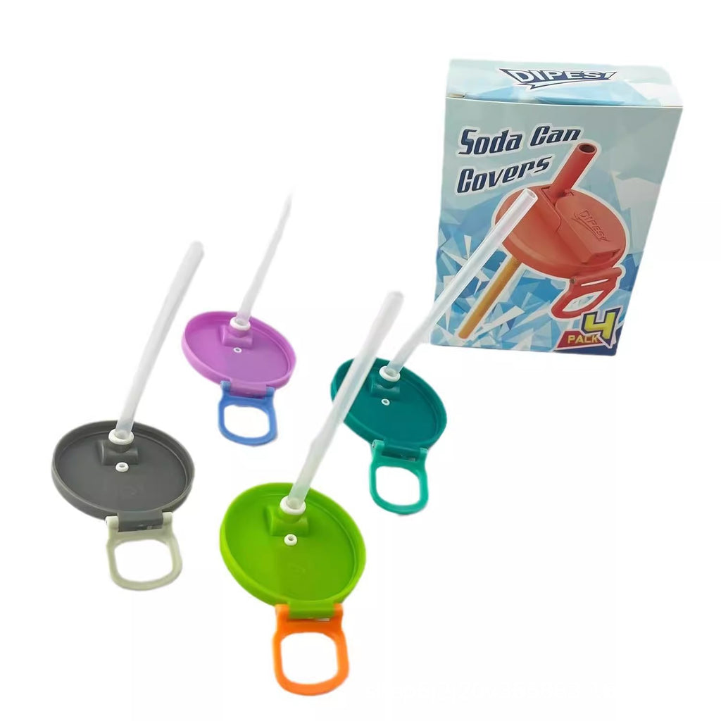 Silicone Can Lids with Straws 4-Pack