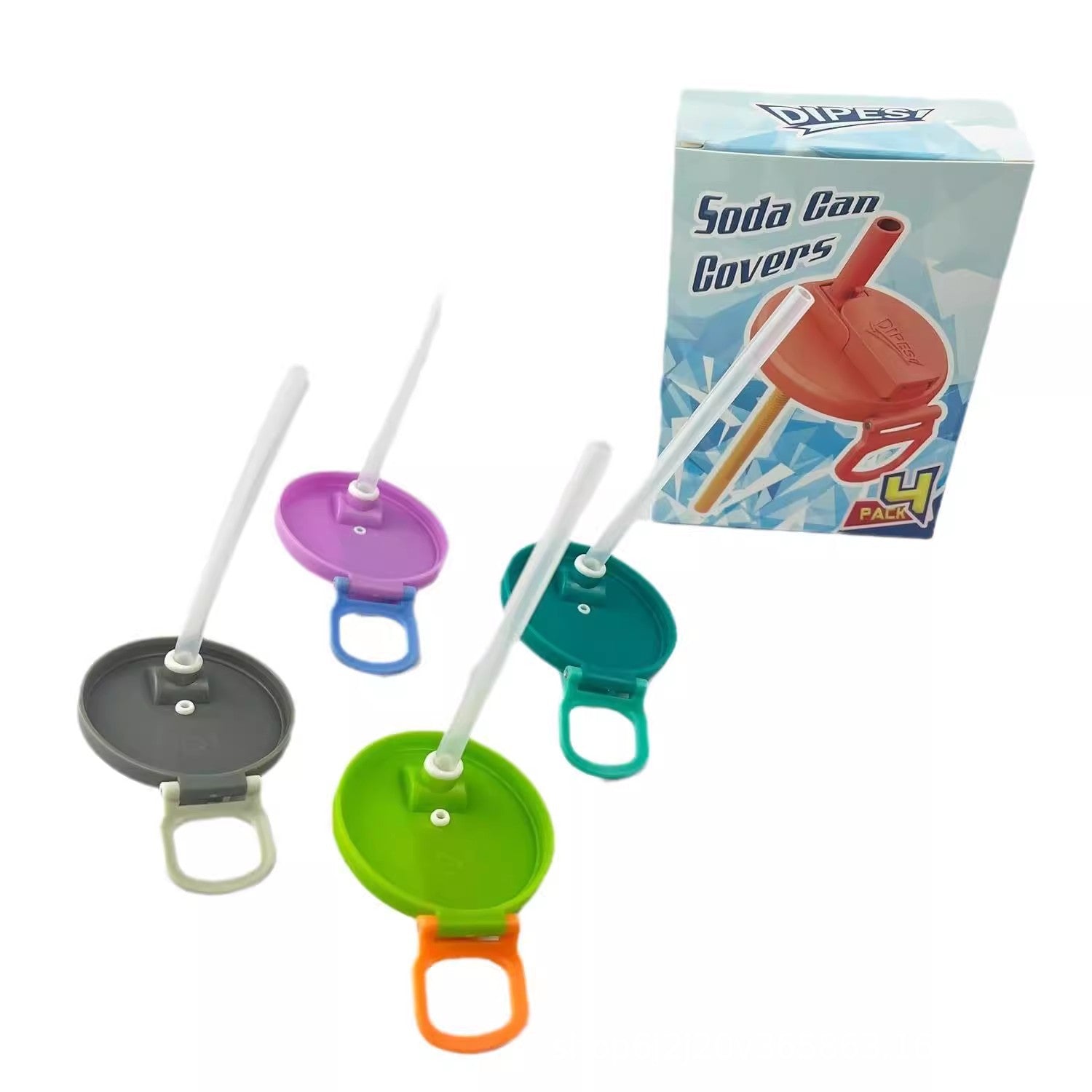 Silicone Can Lids with Straws 4-Pack